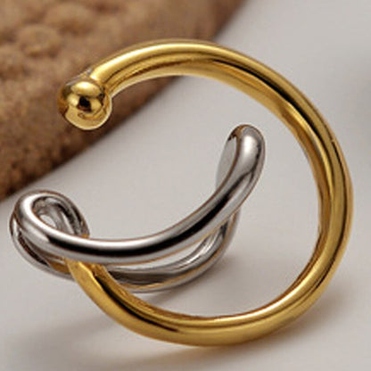 Boucles d'Oreilles Créoles Bicolores E1035 1 Pièce