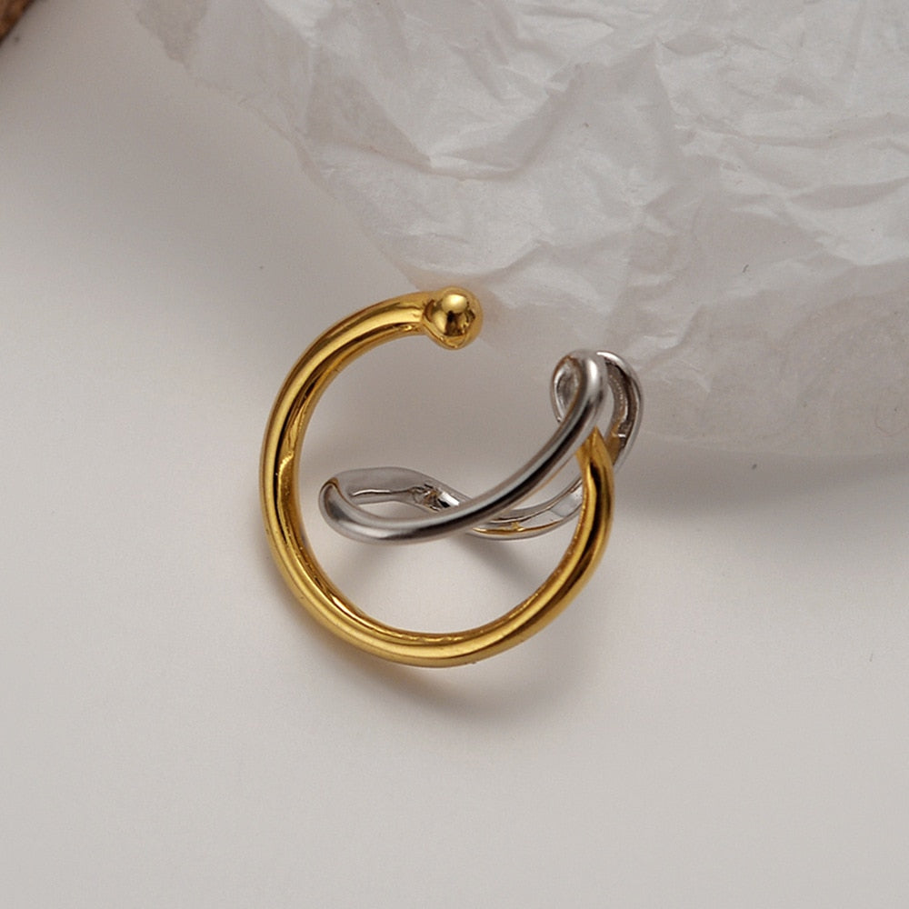 Boucles d'Oreilles Créoles Bicolores E1035 1 Pièce
