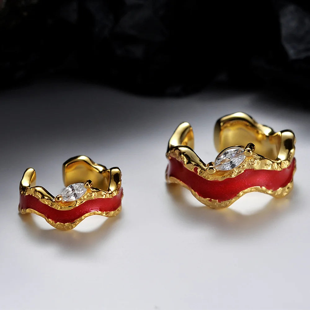 Manchette d'oreille ondulée en émail épais R1216, 1 pièce