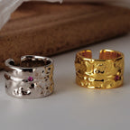 Large anneau ouvert à motif abstrait R1081