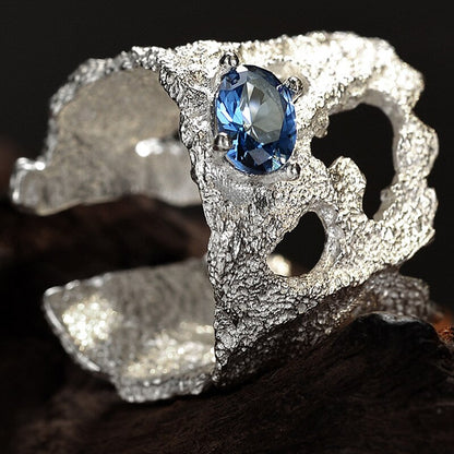 Anneaux larges à motifs Zircon bleu R1195