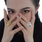 Anneaux larges à motifs Zircon bleu R1195