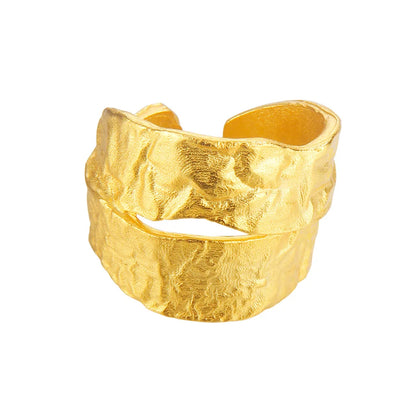Bague large motif martelé R149