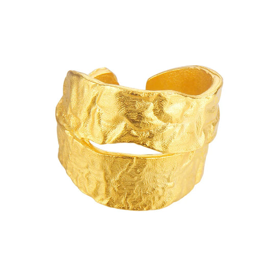 Bague large motif martelé R149