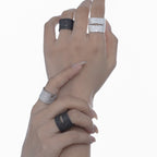 Anneau ouvert à texture de tissu large R1264