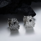 Bague texturée large avec accent de zircon R1194