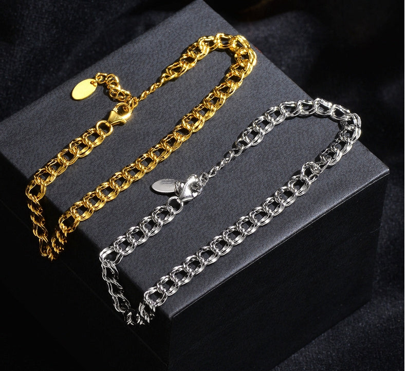 Double Layered Texture Chain Bracelet 4.8mm