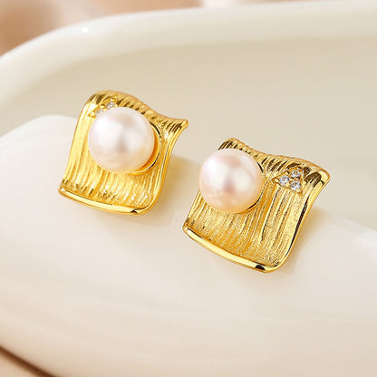 Boucles d'oreilles irrégulières en perles d'eau douce PE1015