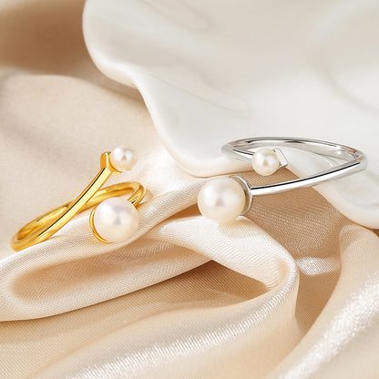 Bague brindille de perles d'eau douce RN1002