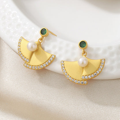 Boucles d'oreilles en perles d'eau douce florales Ginkgo PE1003
