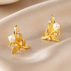 Boucles d'oreilles feuilles de perles d'eau douce PE1039