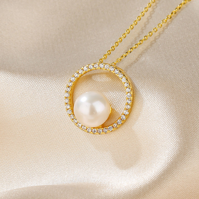 Pendentif cercle de perles d’eau douce uniquement PN1025