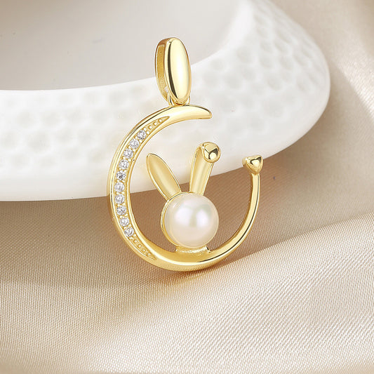Pendentif lapin en perles d'eau douce uniquement PN1024