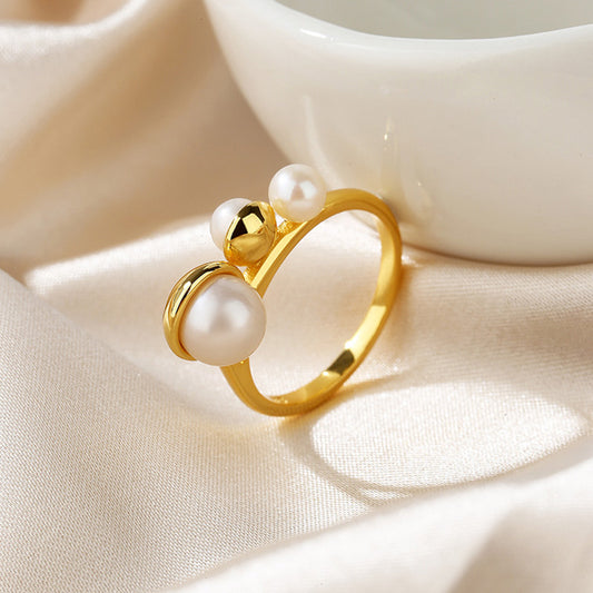 Bague 3 Pierres Perle d'Eau Douce RN1012