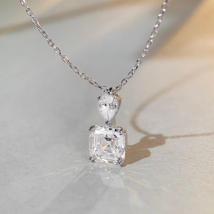 Collier solitaire 3 carats Asscher 5a CZ
