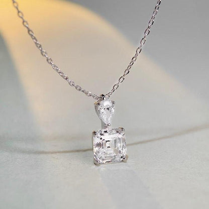 Collier solitaire 3 carats Asscher 5a CZ