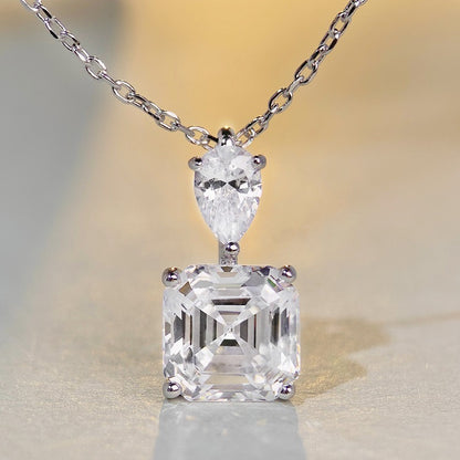 Collier solitaire 3 carats Asscher 5a CZ