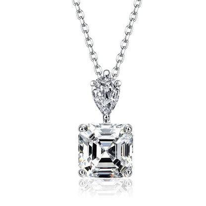 Collier solitaire 3 carats Asscher 5a CZ