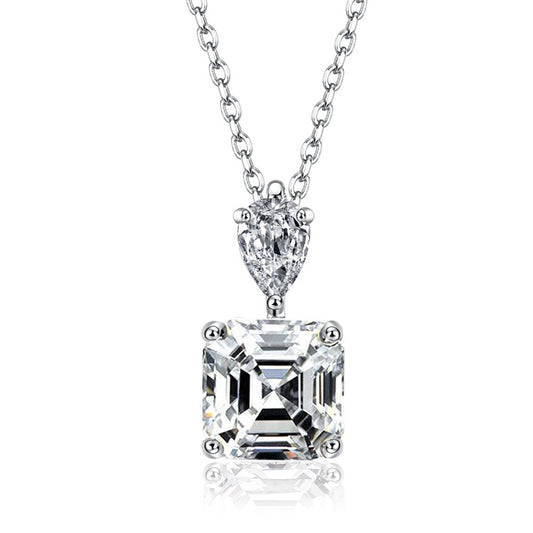 Collier solitaire 3 carats Asscher 5a CZ
