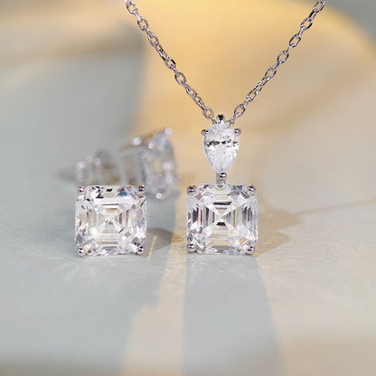 Boucles d'oreilles solitaire 3 carats Asscher 5a CZ