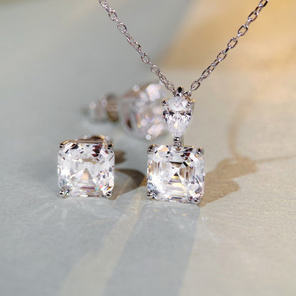 Boucles d'oreilles solitaire 3 carats Asscher 5a CZ