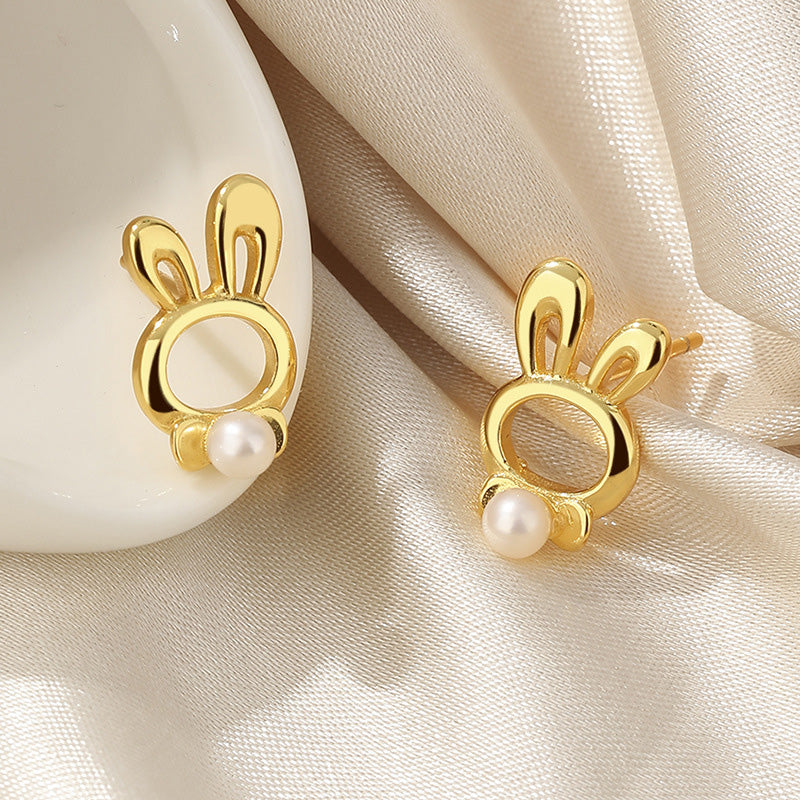 Boucles d'oreilles lapin en perles d'eau douce PE1010
