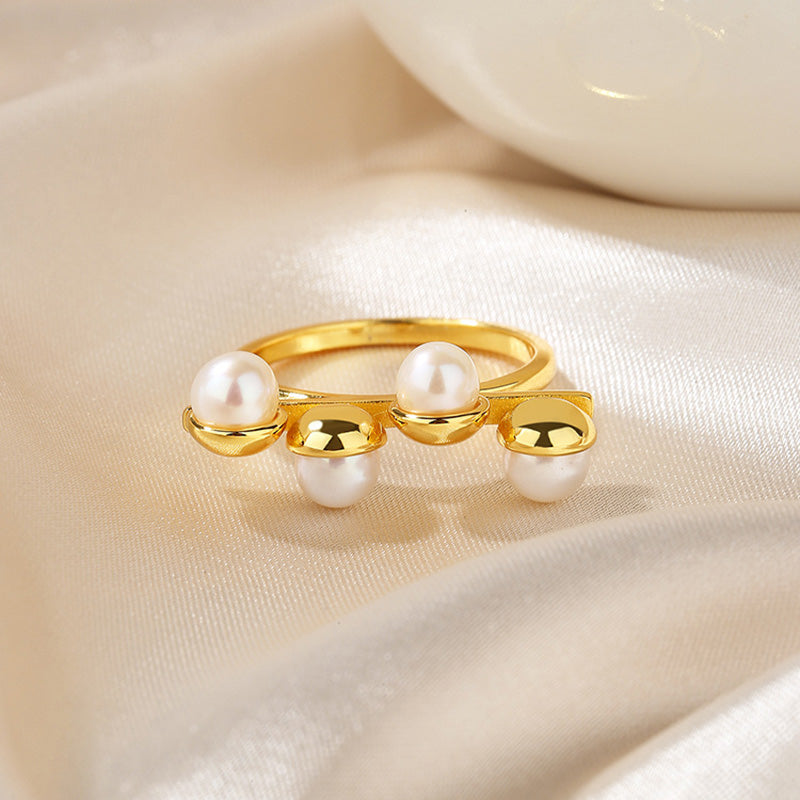 Bague florale en perles d'eau douce RN1013