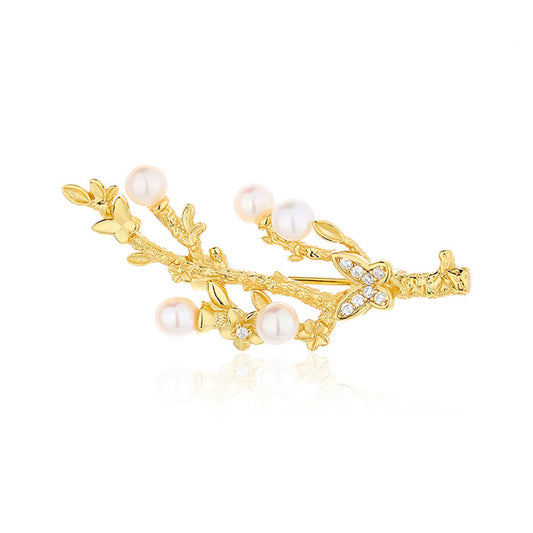 Pendentif brindille florale de perles d’eau douce uniquement PN1012
