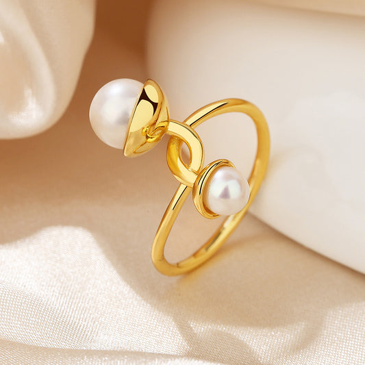 Bague florale en perles d'eau douce RN1010