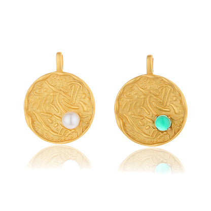 Pendentif pièce de monnaie en perles d'eau douce uniquement PN1015