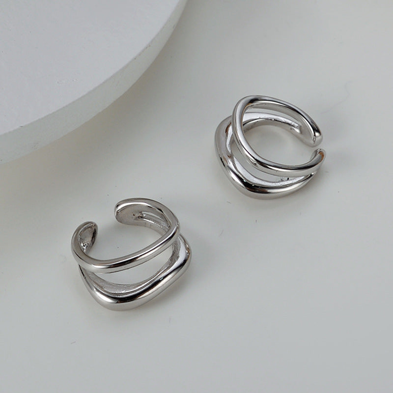 Boucle d'Oreille Clip en Fil Irrégulier 1103, 1 Pièce