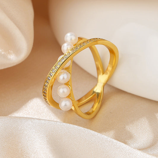 Bague entrelacée de perles d’eau douce RN1003