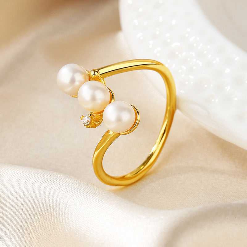 Bague 3 perles d'eau douce RN1008