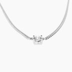 Solitiare Moissanite Curb Chain Necklace