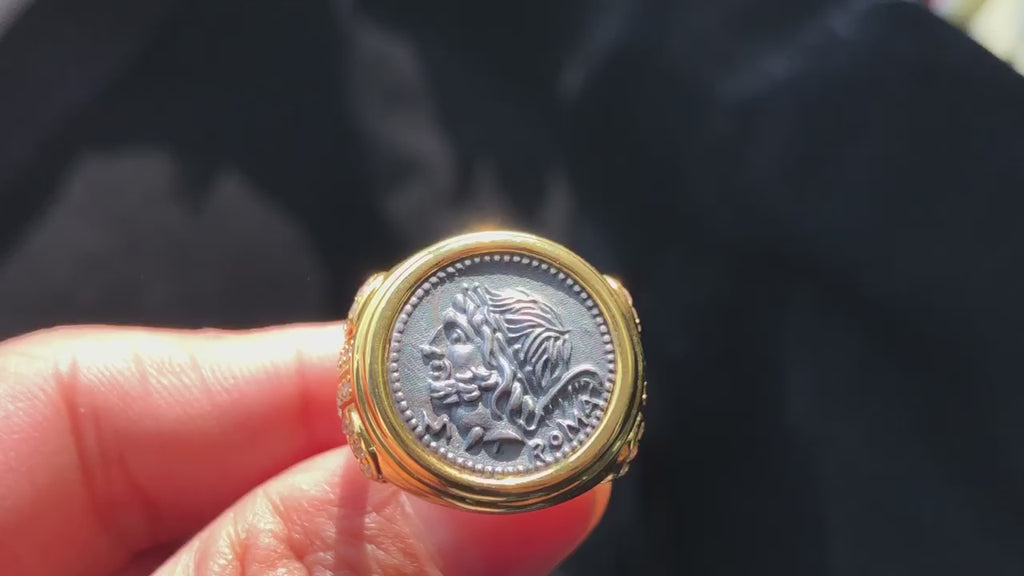 Bague Héraclès en monnaie romaine 6337