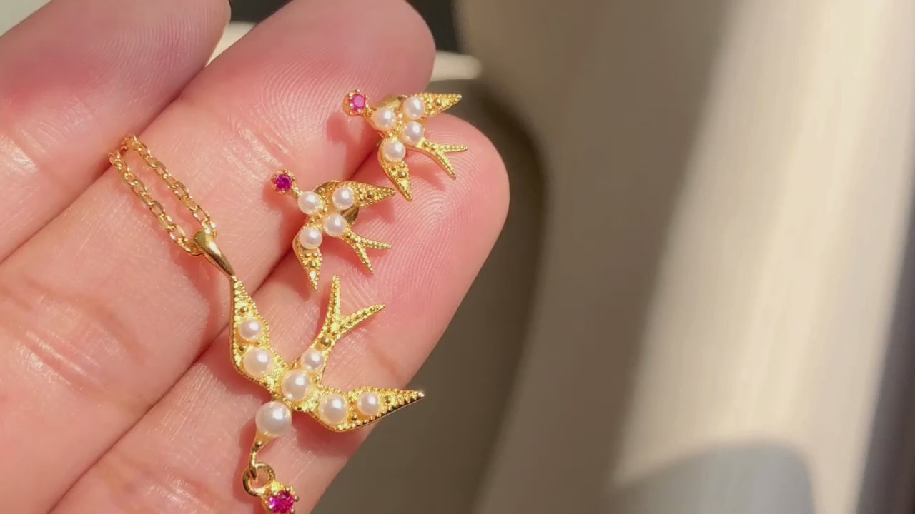 Boucles d'oreilles hirondelle en perles 5973