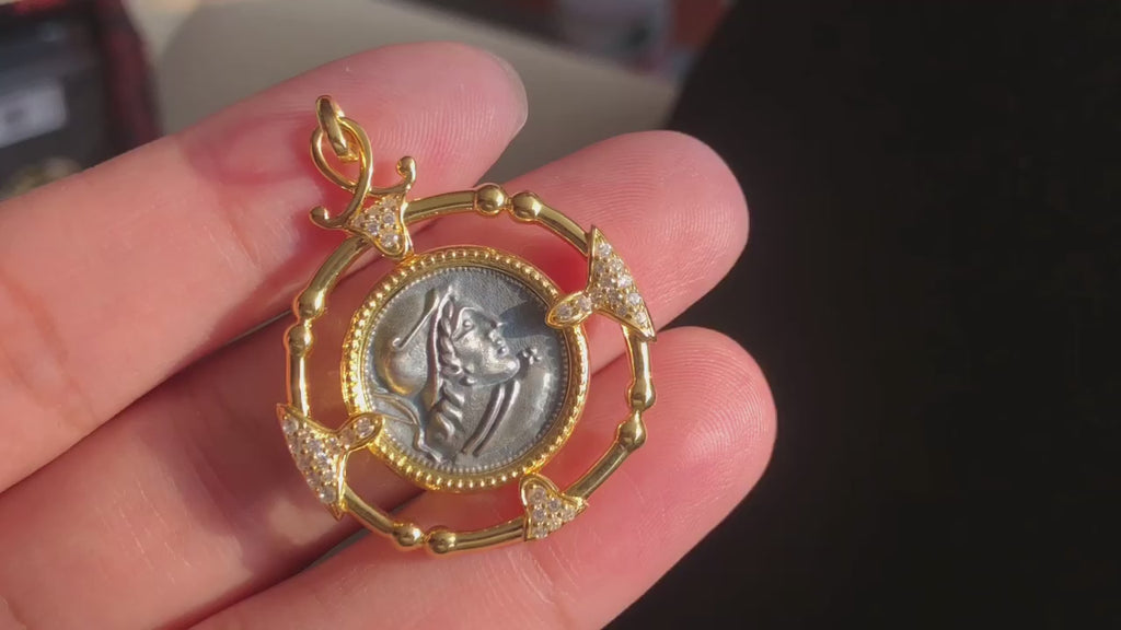 Pendentif pièce de monnaie grecque 6291