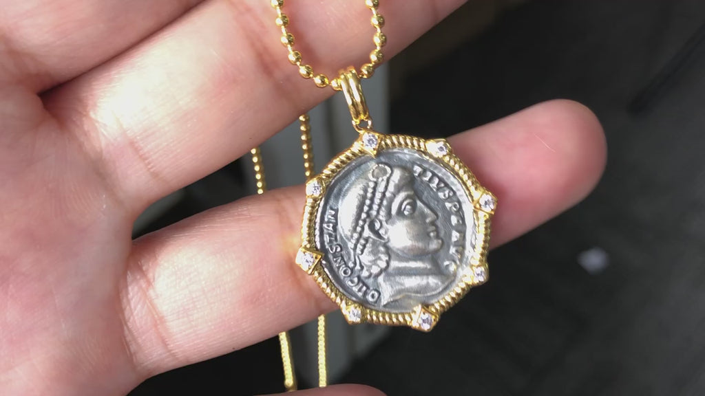 Collier ondulé de pièce de monnaie grecque 6444