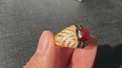 Bague solitaire pavée de pierres précieuses 7099