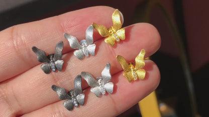 Boucles d'oreilles papillon élément en tissu 6237