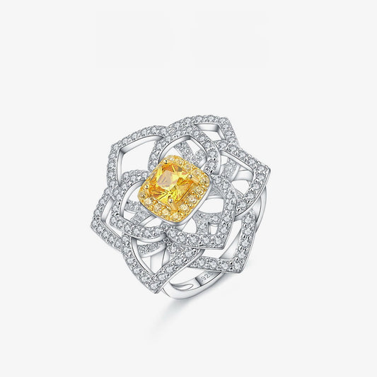 Bague de mariage florale citrine rose R220