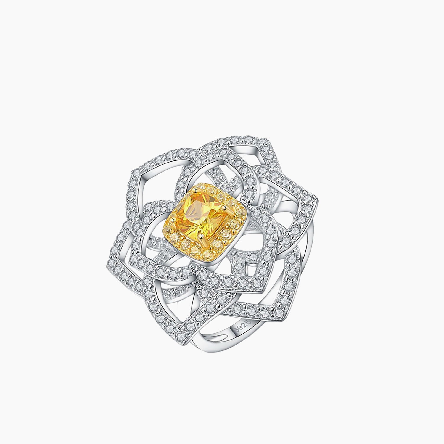 Bague de mariage florale citrine rose R220