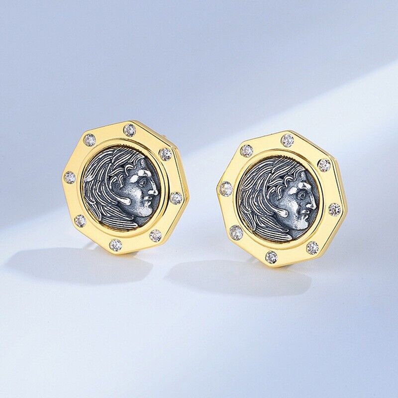Boucles d’oreilles Hercules en pièces de monnaie grecques E1038