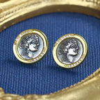 Boucles d'oreilles en pièces de monnaie grecques Dionysos E1065