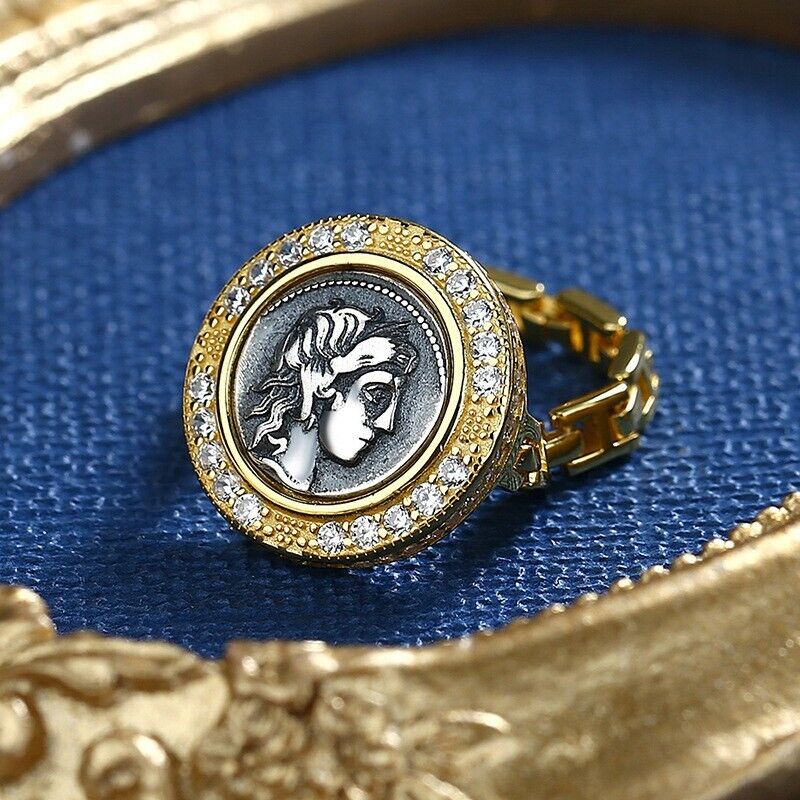 Bague réplique de pièce de monnaie romaine Apollo R1013
