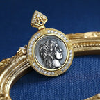 Pendentif Halo de pièce de monnaie romaine Apollo N1019
