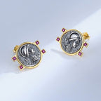 Boucles d'oreilles en pièces de monnaie grecques Mars E1067