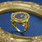 Bague de pièce de monnaie grecque Athéna étoilée R1072