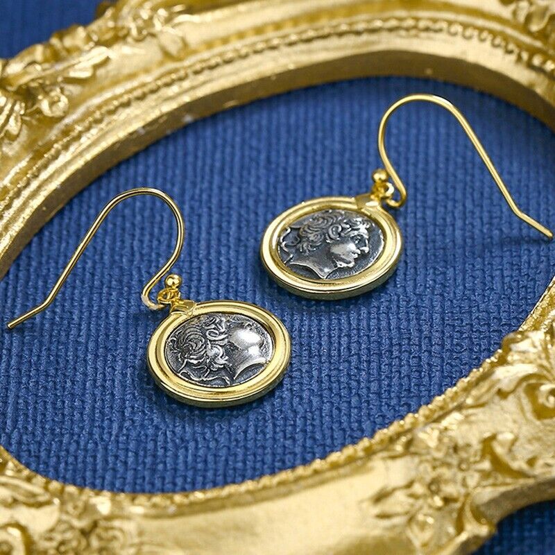 Boucles d'oreilles en pièces de monnaie grecques Démétrius E1073