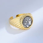 Bague de pièce de monnaie ancienne à motifs épais Apollo R1073